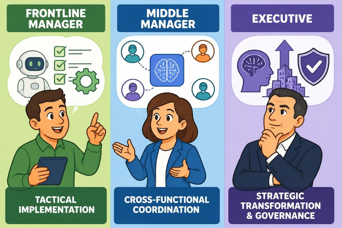 AI learning pathways by management level