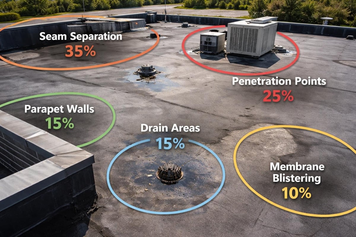 Common flat roof failure points