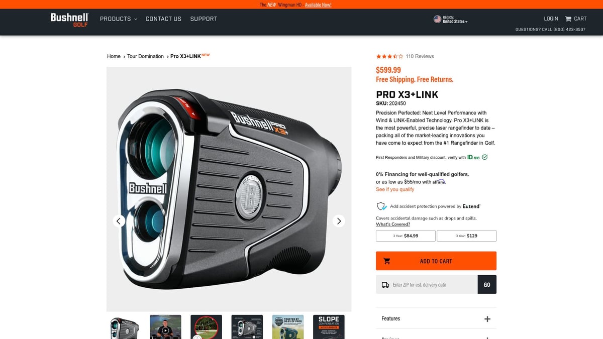 9 Amazing Best Christmas Gifts For Golfers in 2026 - Bushnell Pro X3 Rangefinder