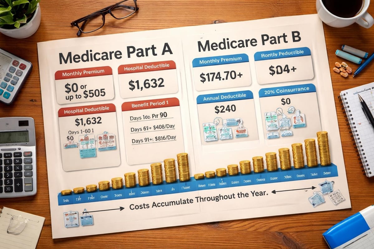 Medicare Part A and B: Complete Coverage Guide 2026 2 Medicare costs comparison