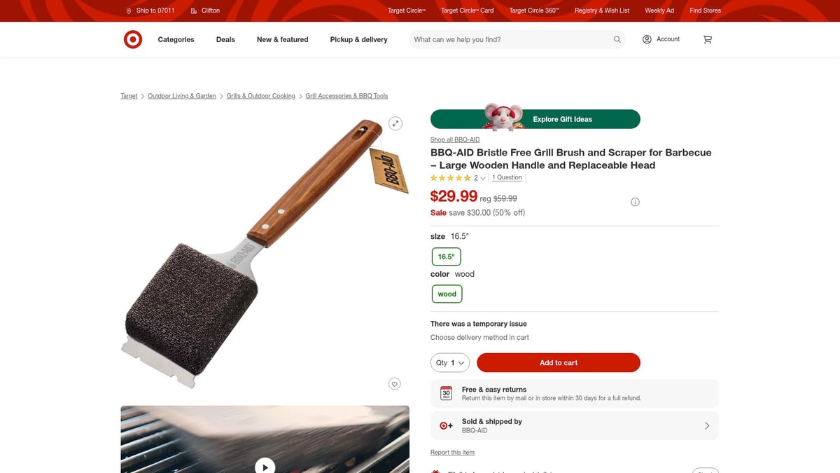 Top 7 BBQ Cleaning Tool Picks for Effortless Grilling 2026 - BBQ-AID Bristle Free Grill Brush and Scraper