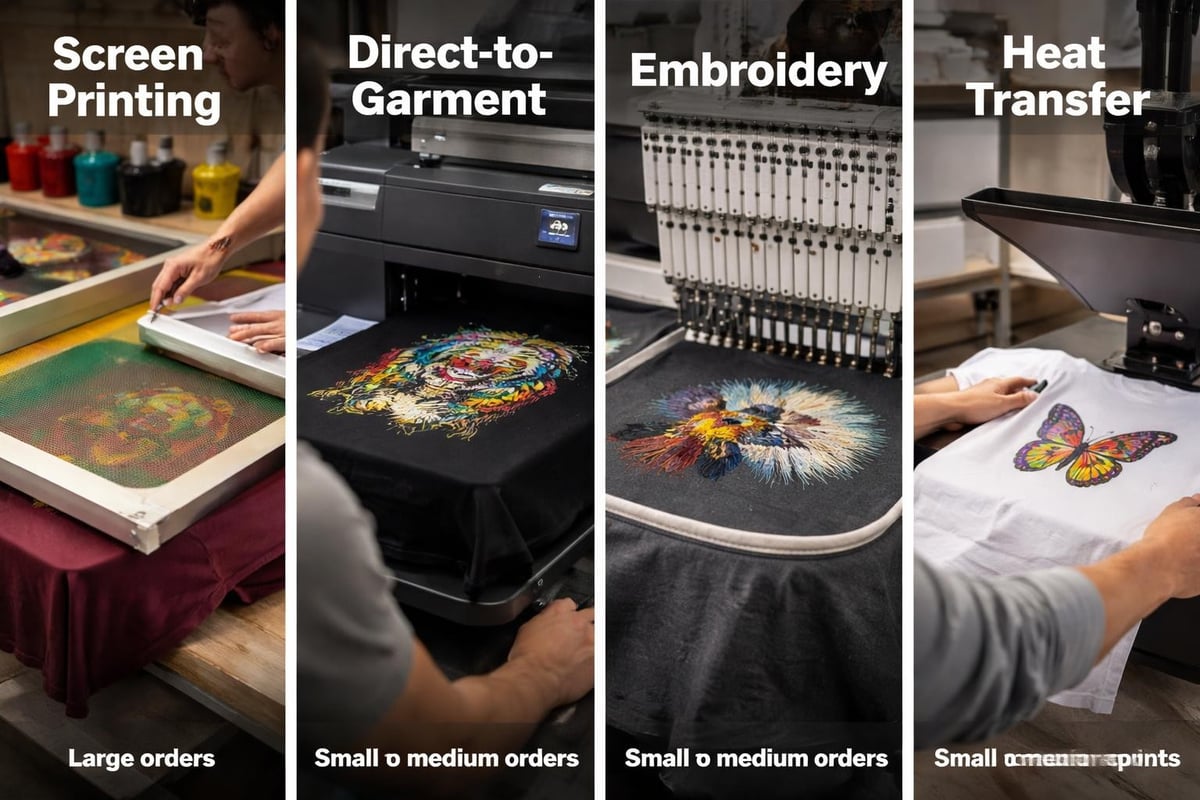 Comparison of shirt printing methods