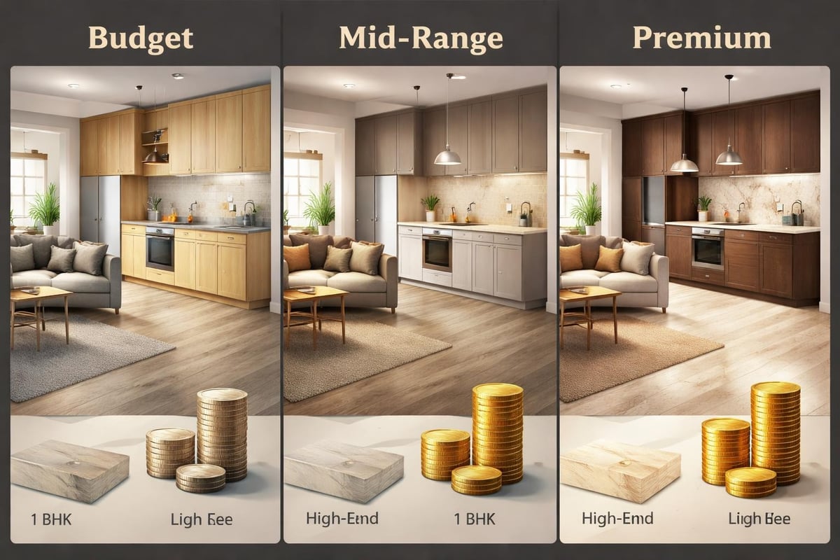 Material quality tiers for small apartment design