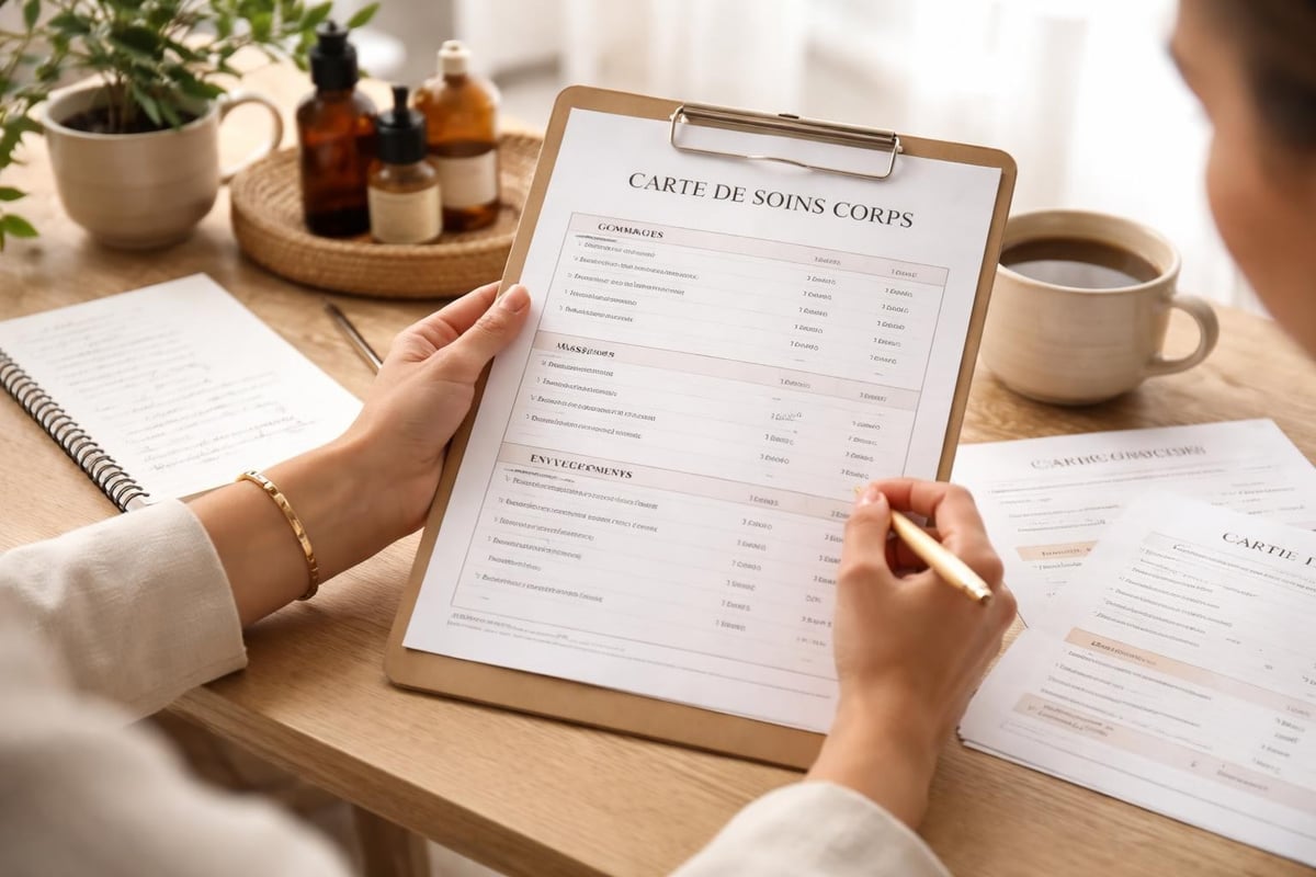 Structure et organisation d'une carte de soins corps en spa