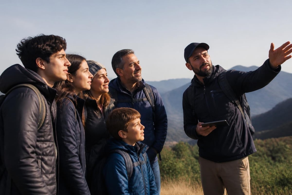 Diverse traveler demographics engaging with guided tours