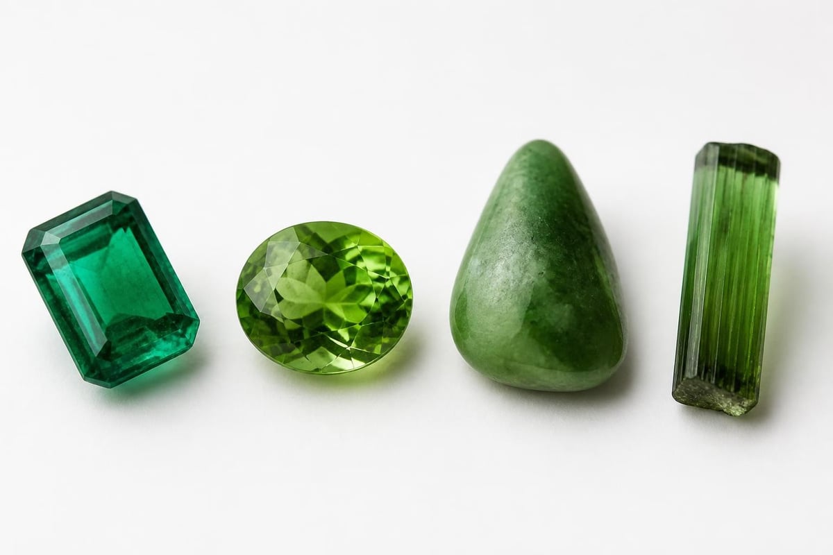 Green gemstone variety comparison
