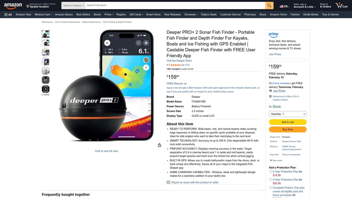 Top 7 Portable Fish Finder Picks for Anglers in 2026 - Deeper Pro+ 2 Castable Fish Finder