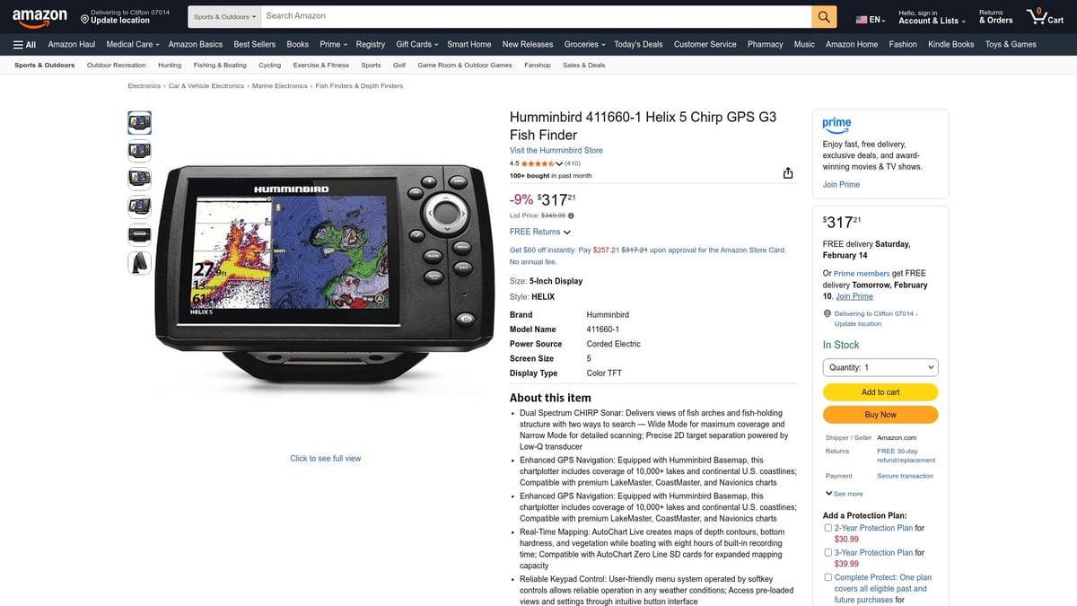 Top 7 Portable Fish Finder Picks for Anglers in 2026 - Humminbird Helix 5 CHIRP GPS G3 PT Fish Finder