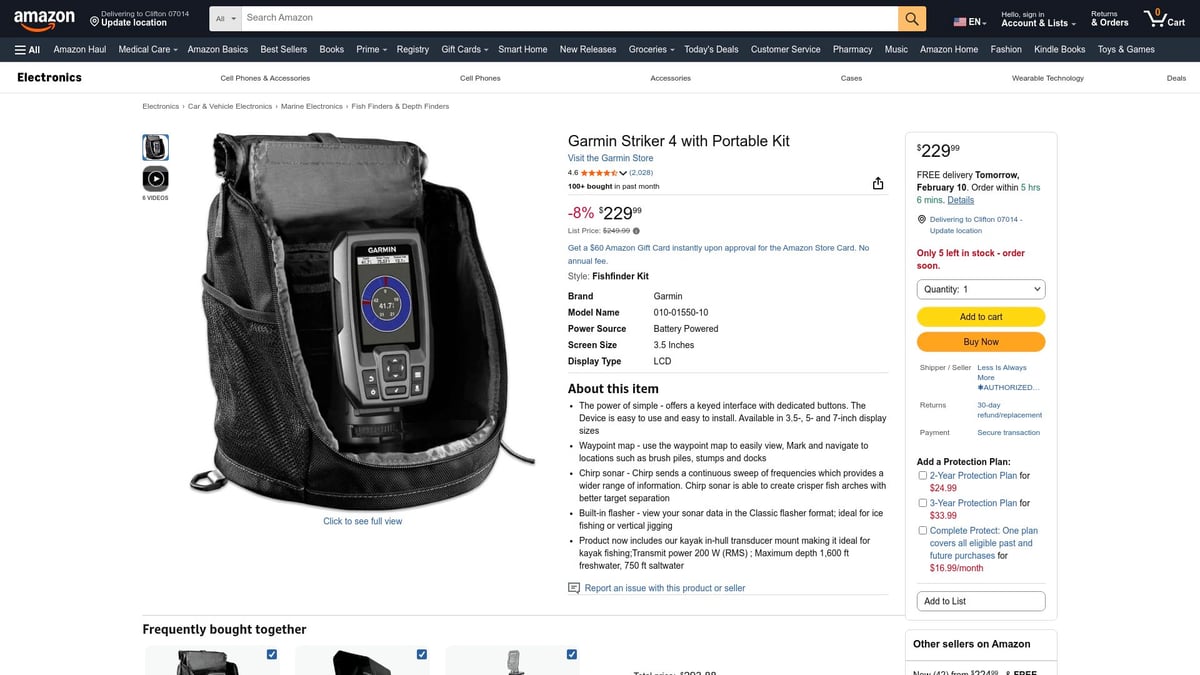 Top 7 Portable Fish Finder Picks for Anglers in 2026 - Garmin Striker 4 Portable Bundle