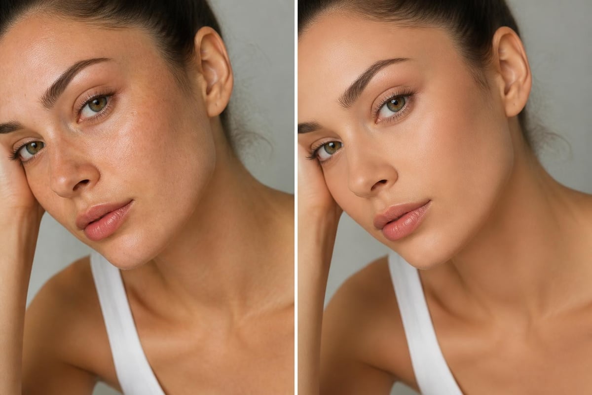 Retouching comparison examples