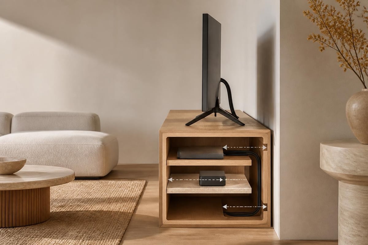 TV unit depth and screen placement