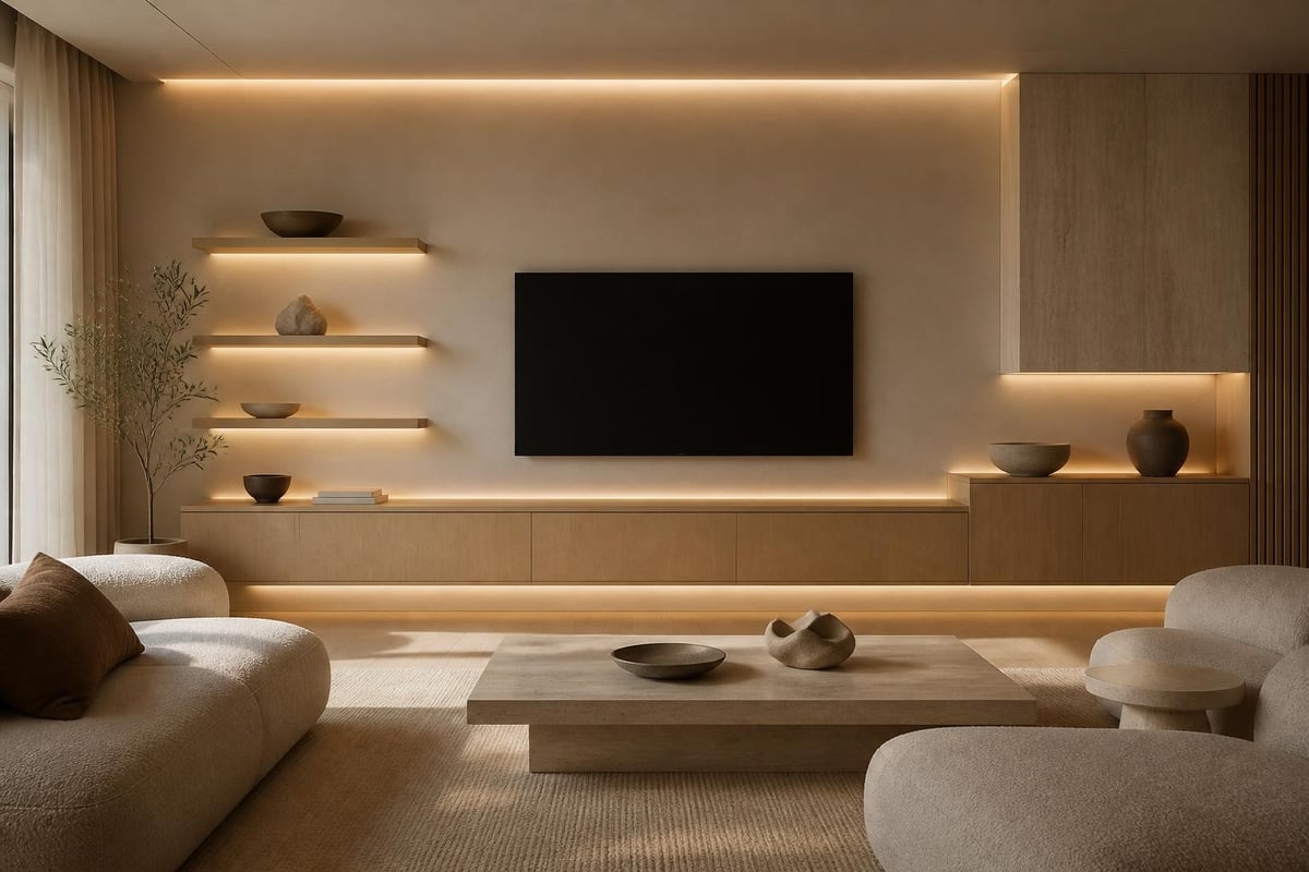 LED strip placement in TV unit