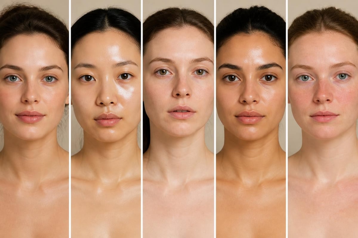 Five skin types and their characteristics