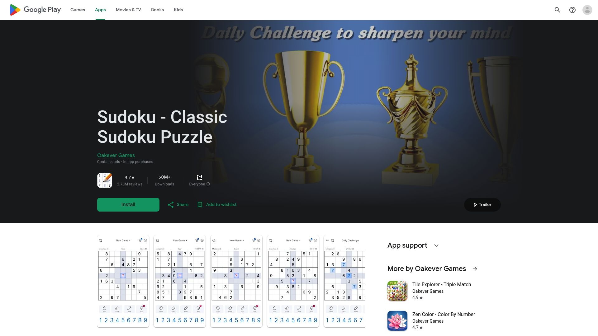 5 Best Sudoku App Free Options to Try in 2025 - Sudoku - Classic Sudoku Puzzle (Oakever Games)