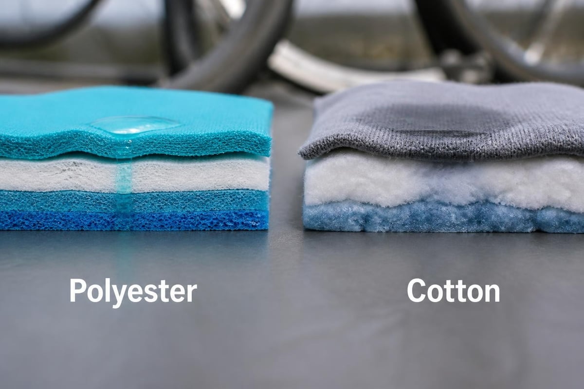 Technical fabric construction in cycling apparel