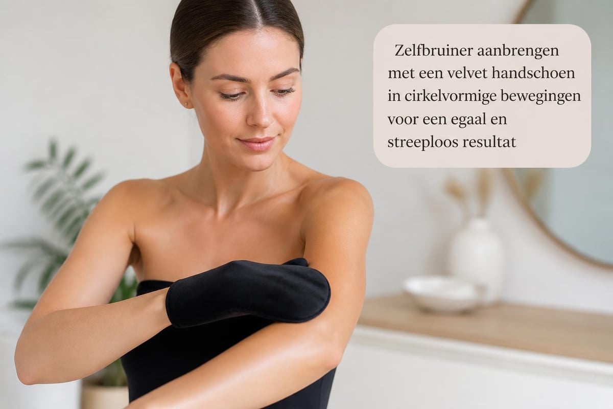 Zelfbruiner aanbrengen met handschoen
