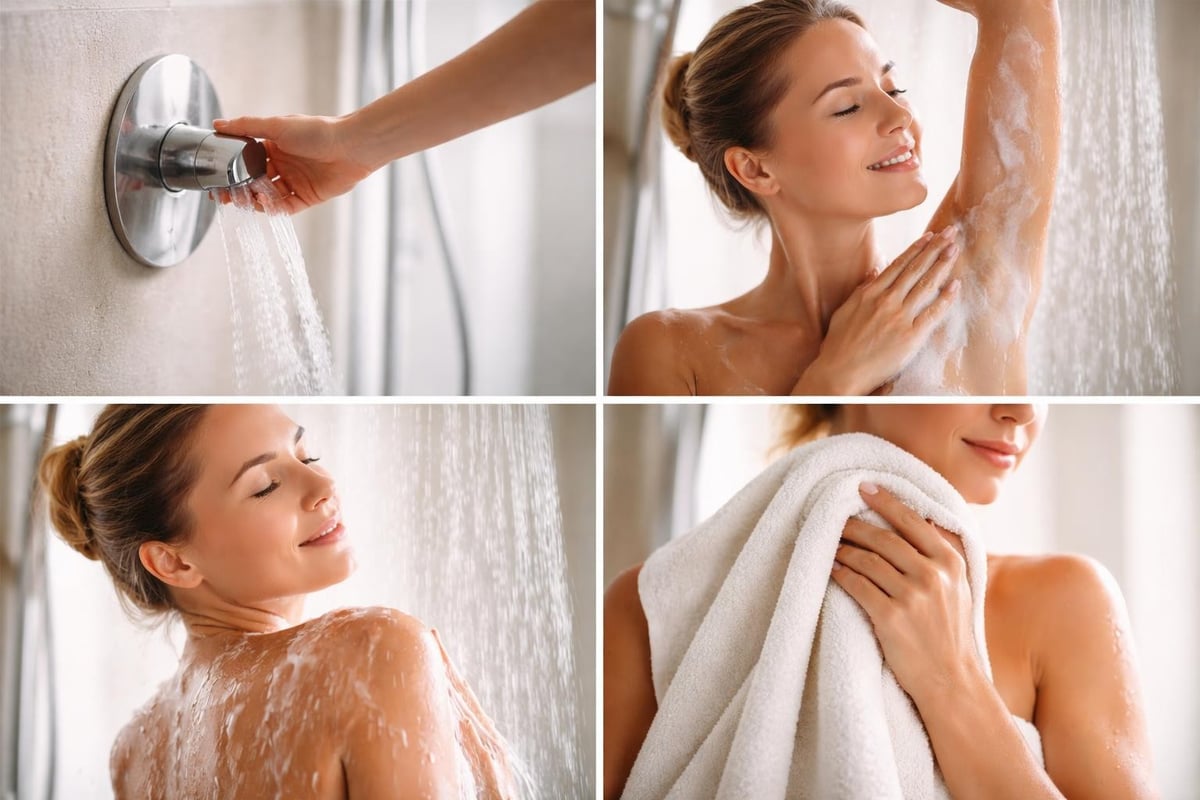 Morning body care cleansing steps