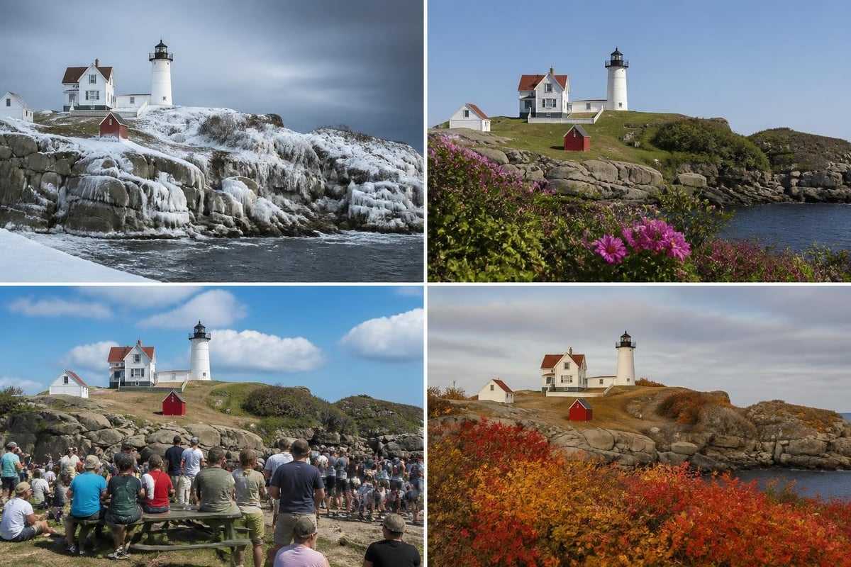 Nubble Lighthouse through seasons