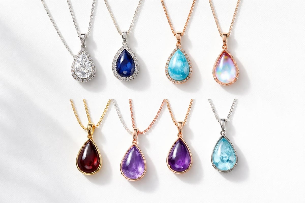 Gemstone options for teardrop pendants