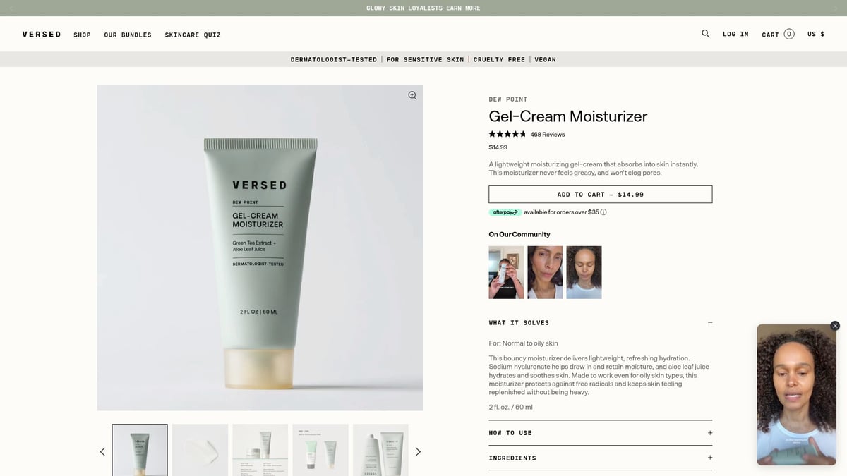9 Essential Vegan Face Lotions for Glowing Skin in 2025 - Versed Dew Point Moisturizing Gel-Cream