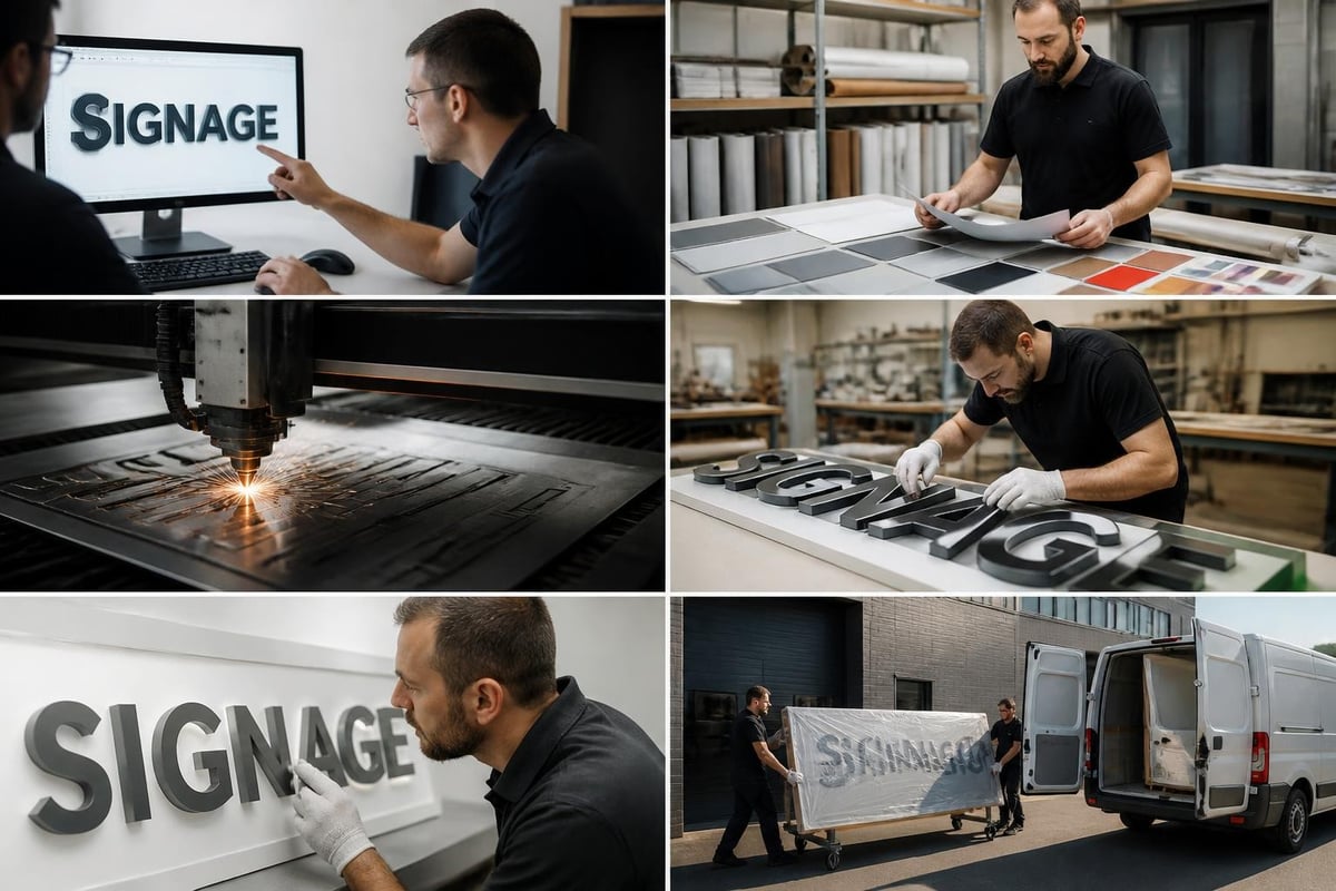 Signage manufacturing process stages