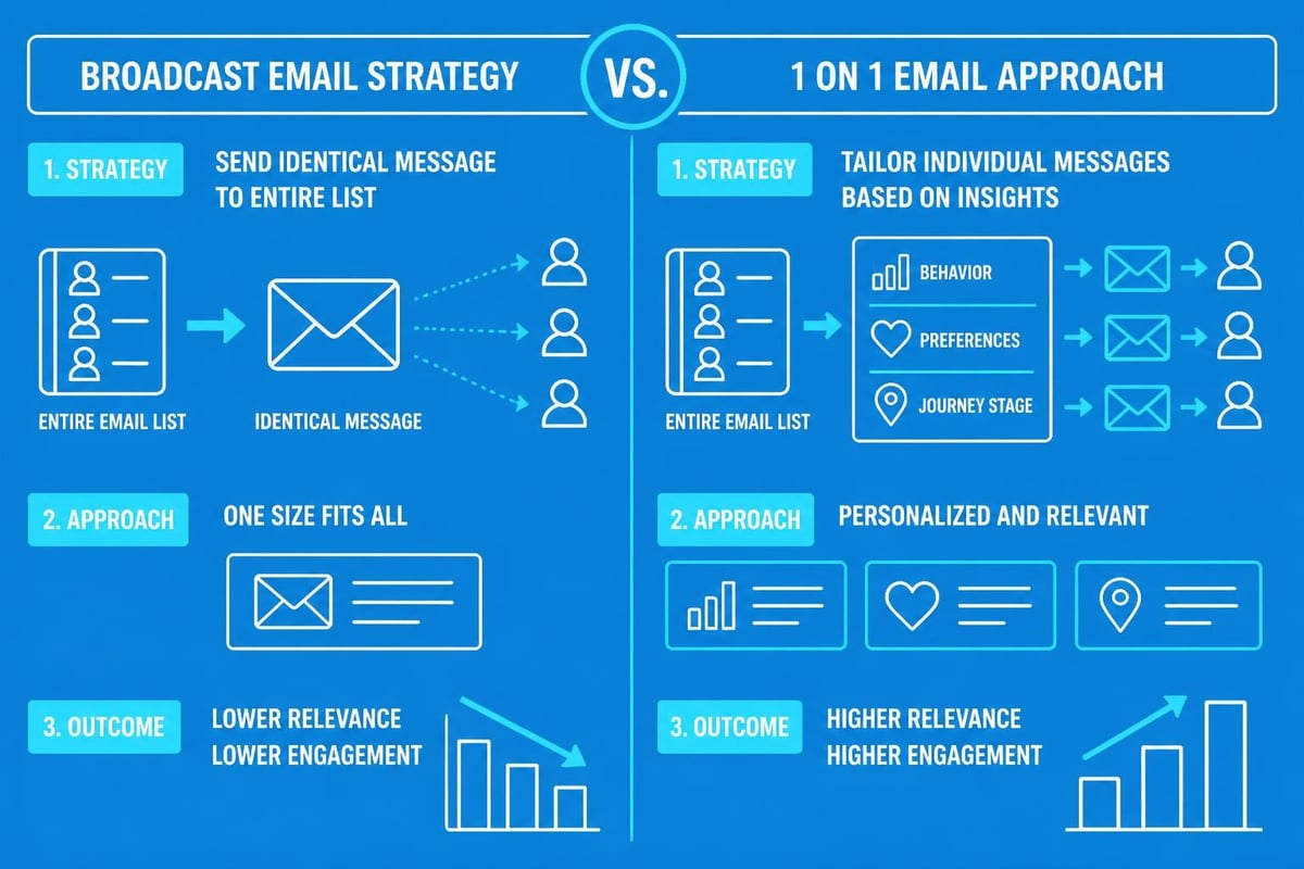 Traditional bulk email versus one-to-one approach