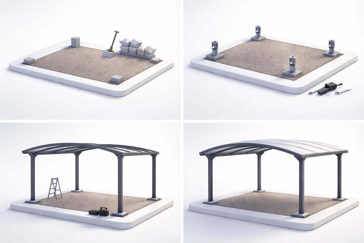 Carport installation process steps