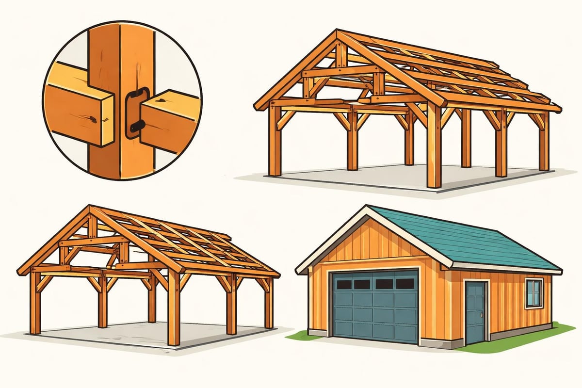 Timber frame garage kit components
