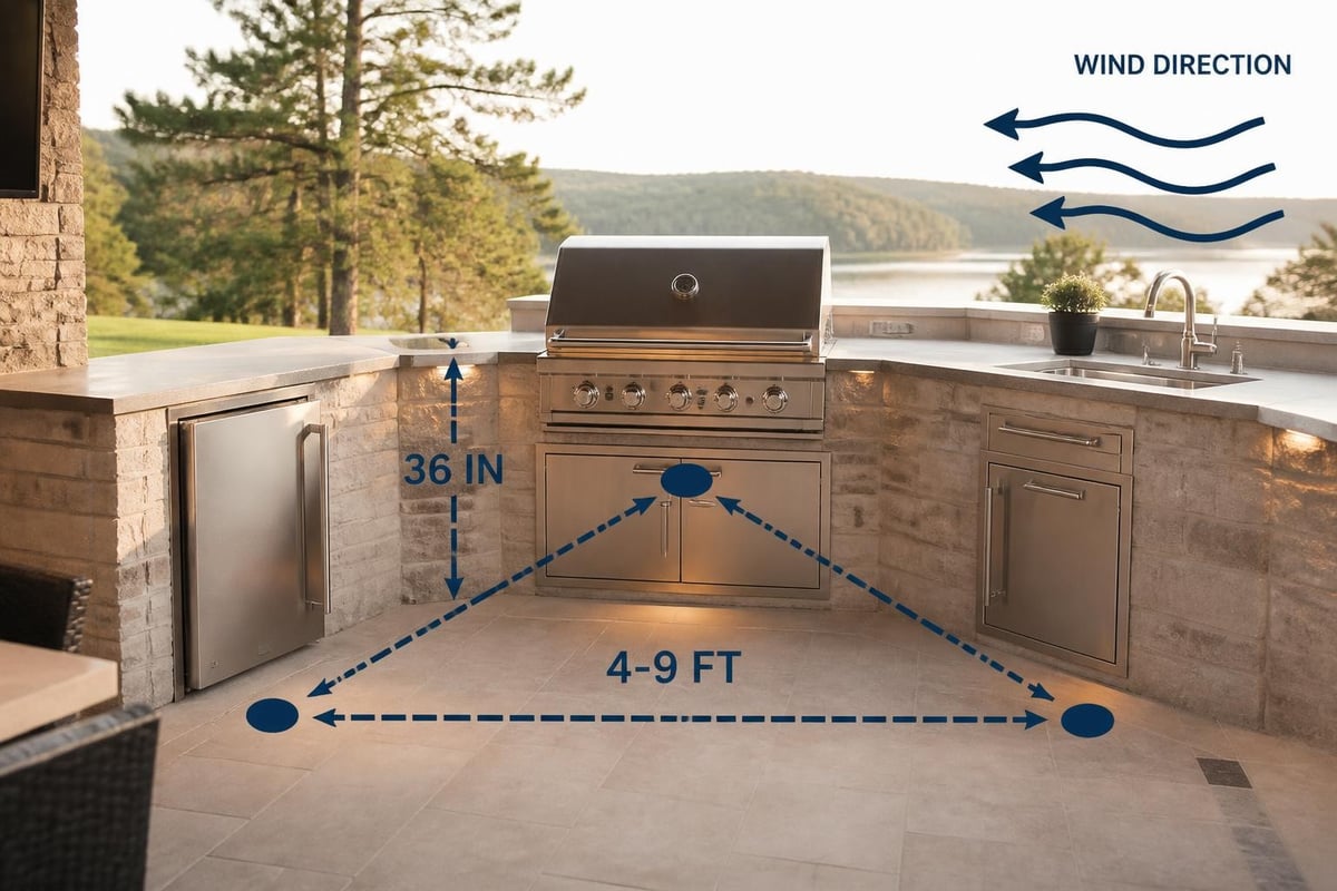 Outdoor kitchen spatial planning