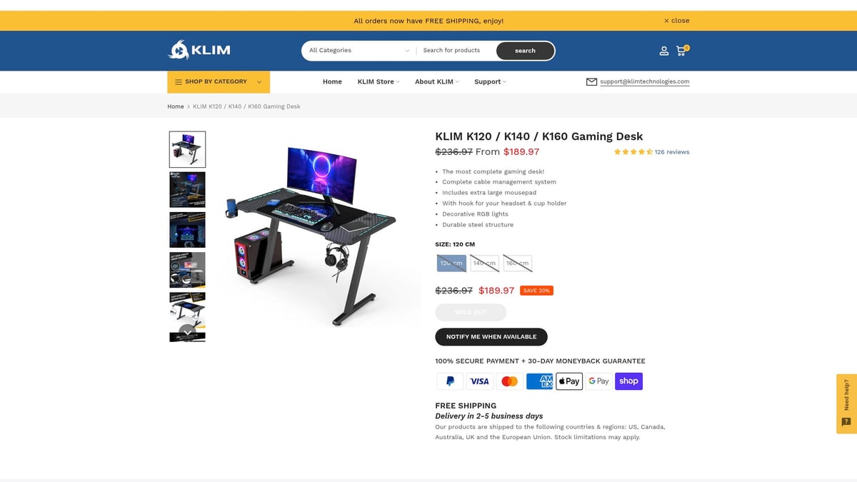 7 Idee Originali di Scrivania Gaming per il 2025 - KLIM K140 Gaming Desk