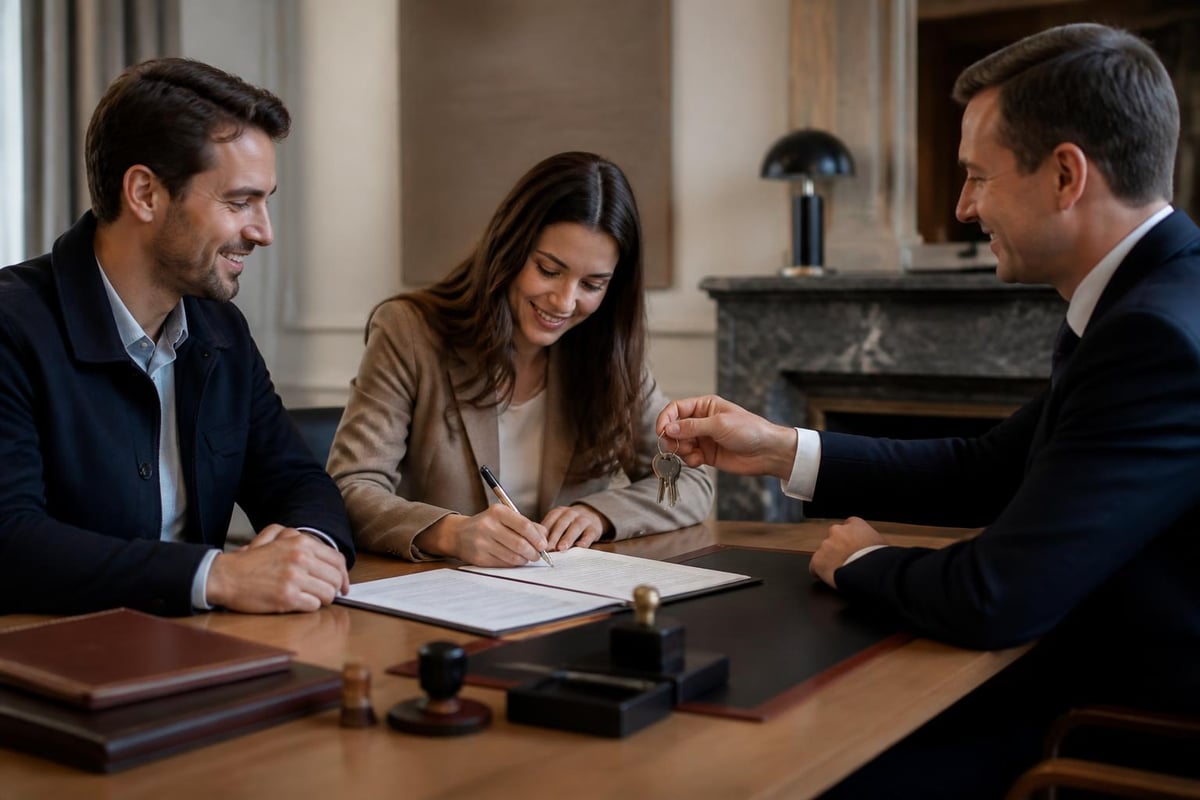 Signature de l'acte de vente chez le notaire