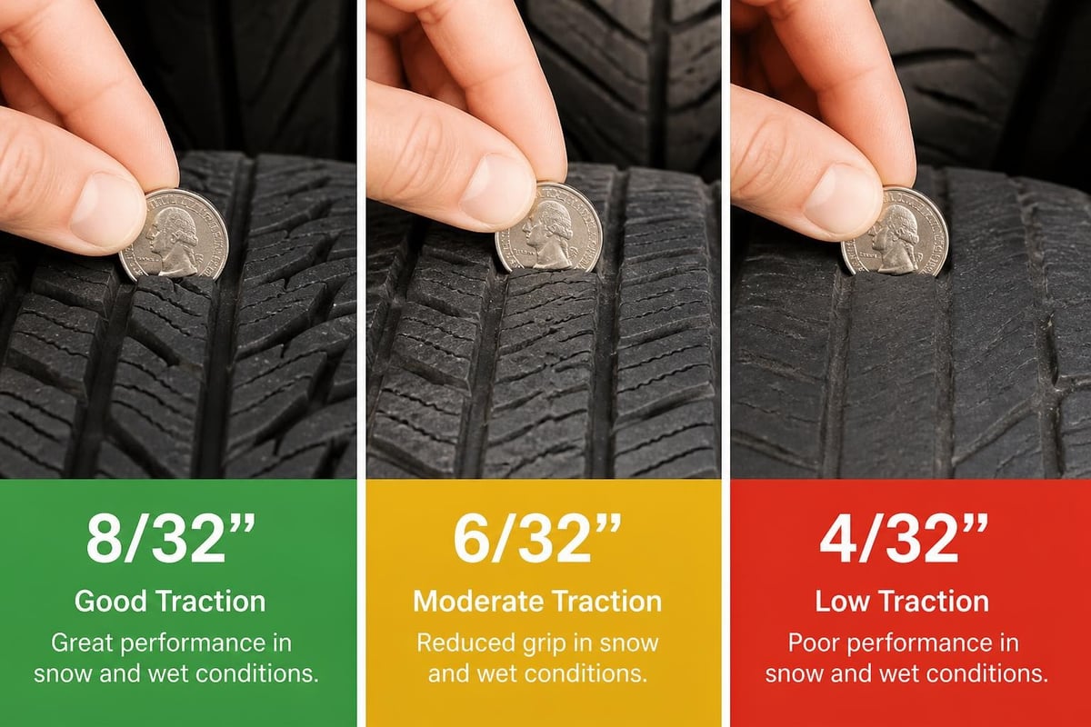 Tire tread depth measurement