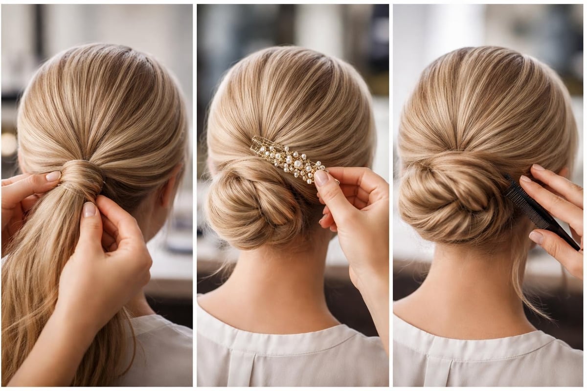 Hair accessory layering technique using The Pixie Garden salon essentials