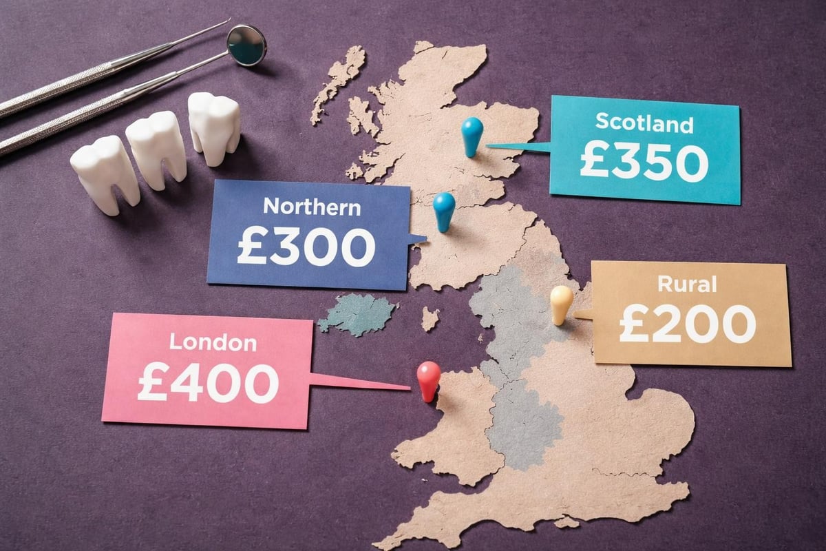 UK tooth recontouring pricing regions