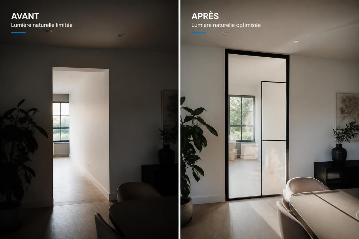 Avantages luminosité porte vitrée