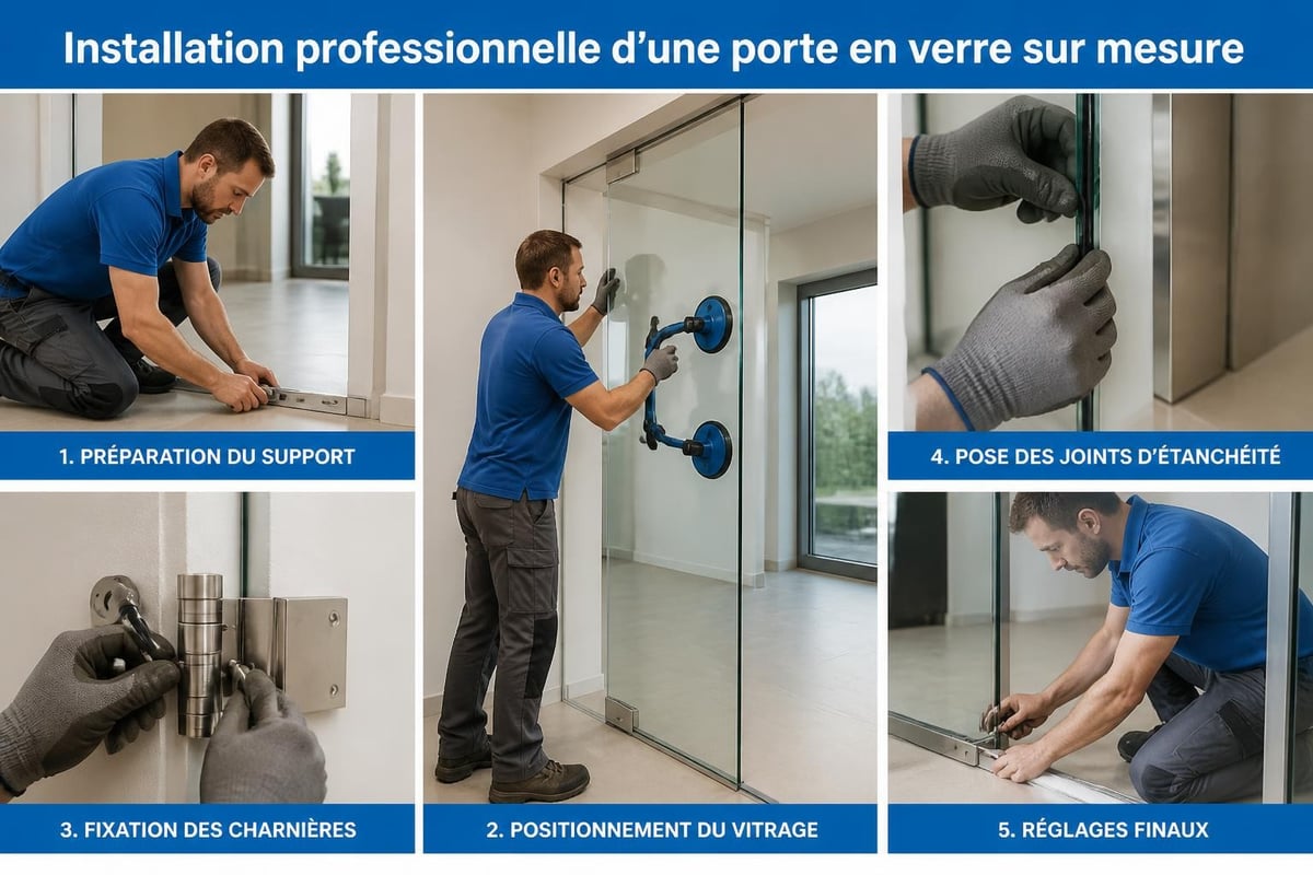 Installation porte verre mesure