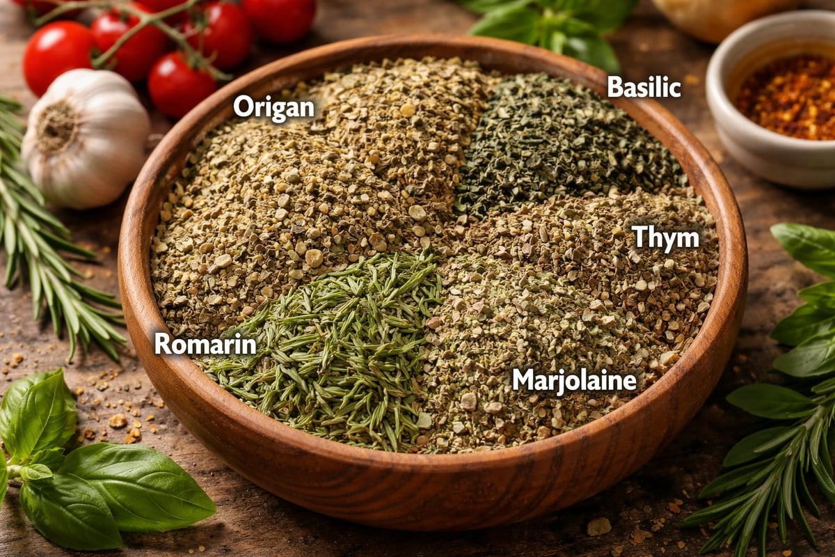 Composition d'un mélange épices pizza