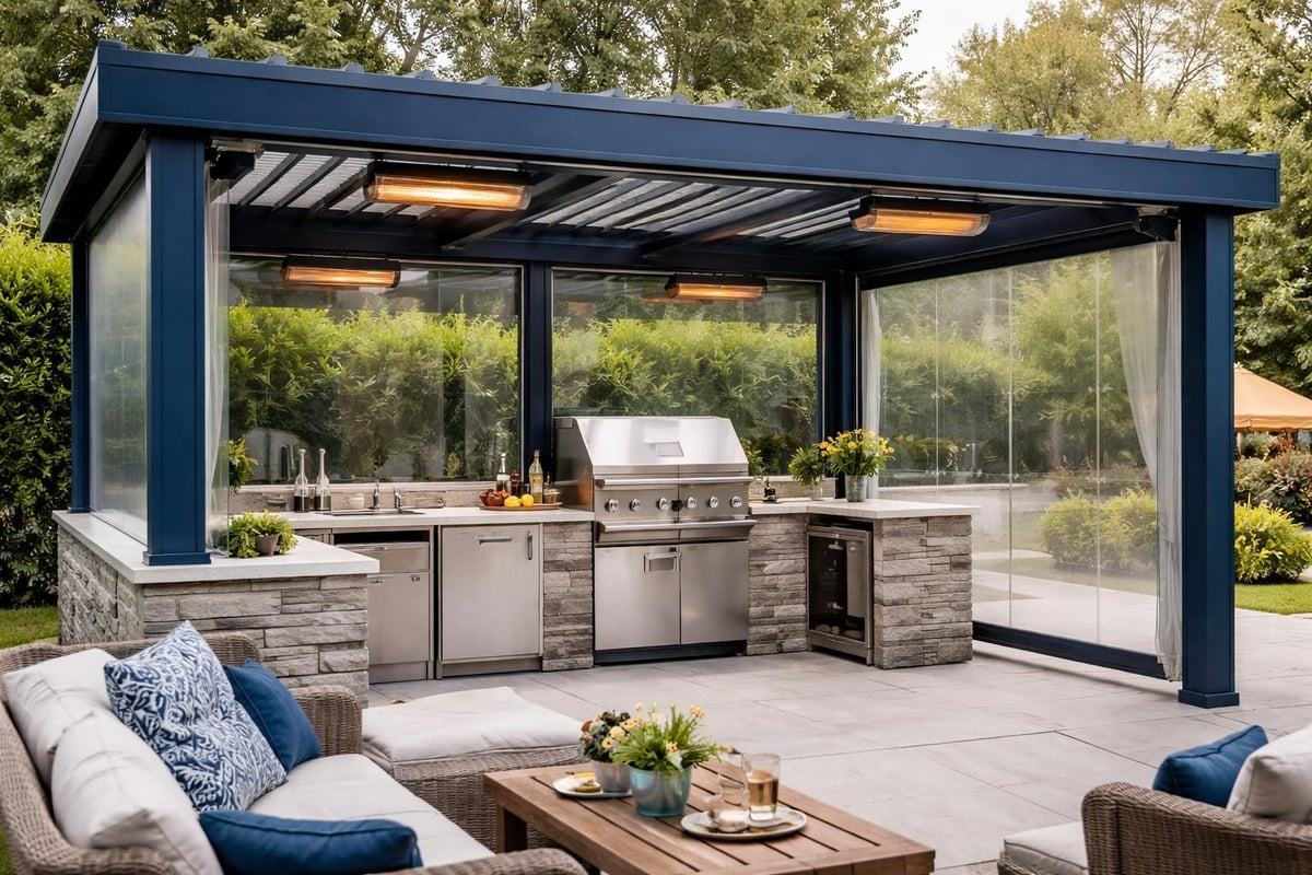 Year-round patio grill station protection