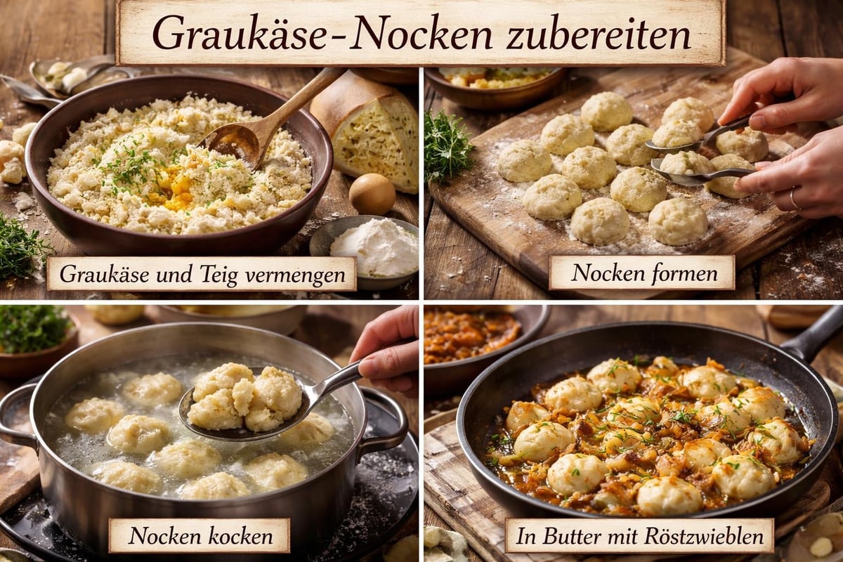Graukäse-Nocken Zubereitung