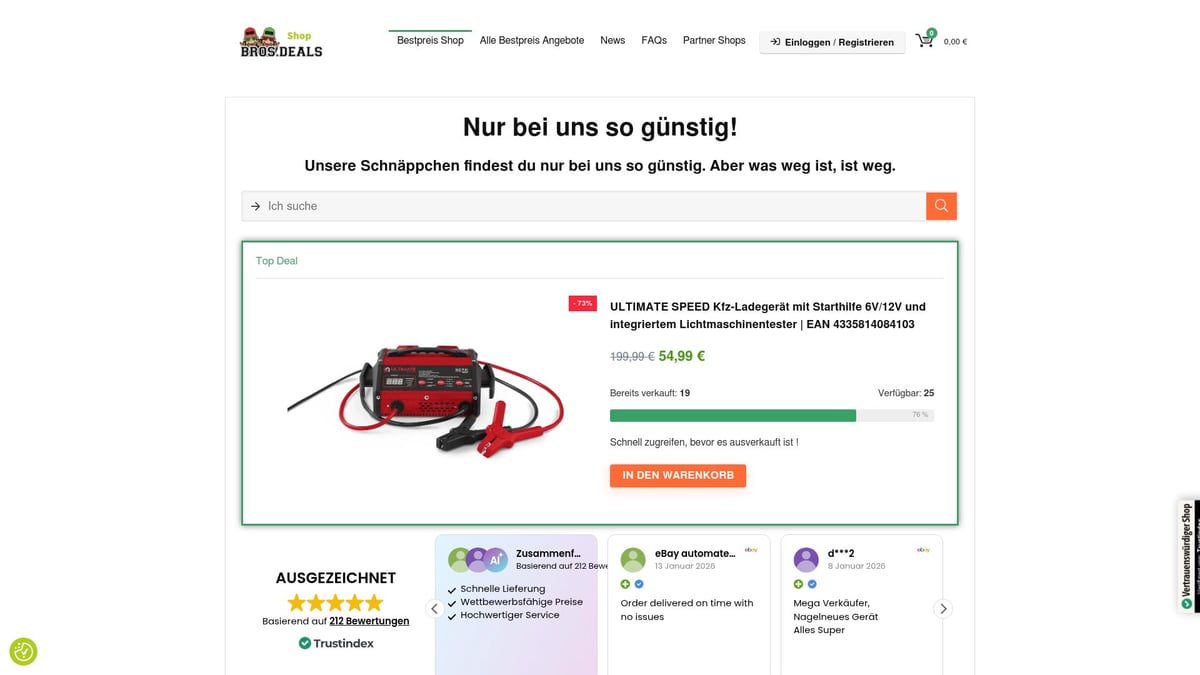 7 Top Deal de Angebote, Die Du 2026 Nicht Verpassen Solltest - shop.bros.deals: Exklusive Schnäppchen mit bis zu 56% Rabatt und kostenlosem Versand