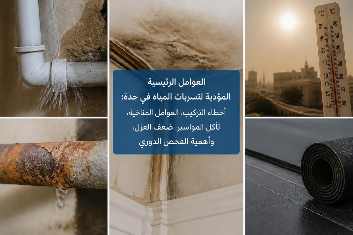 أسباب تسربات المياه الشائعة في المباني بجدة