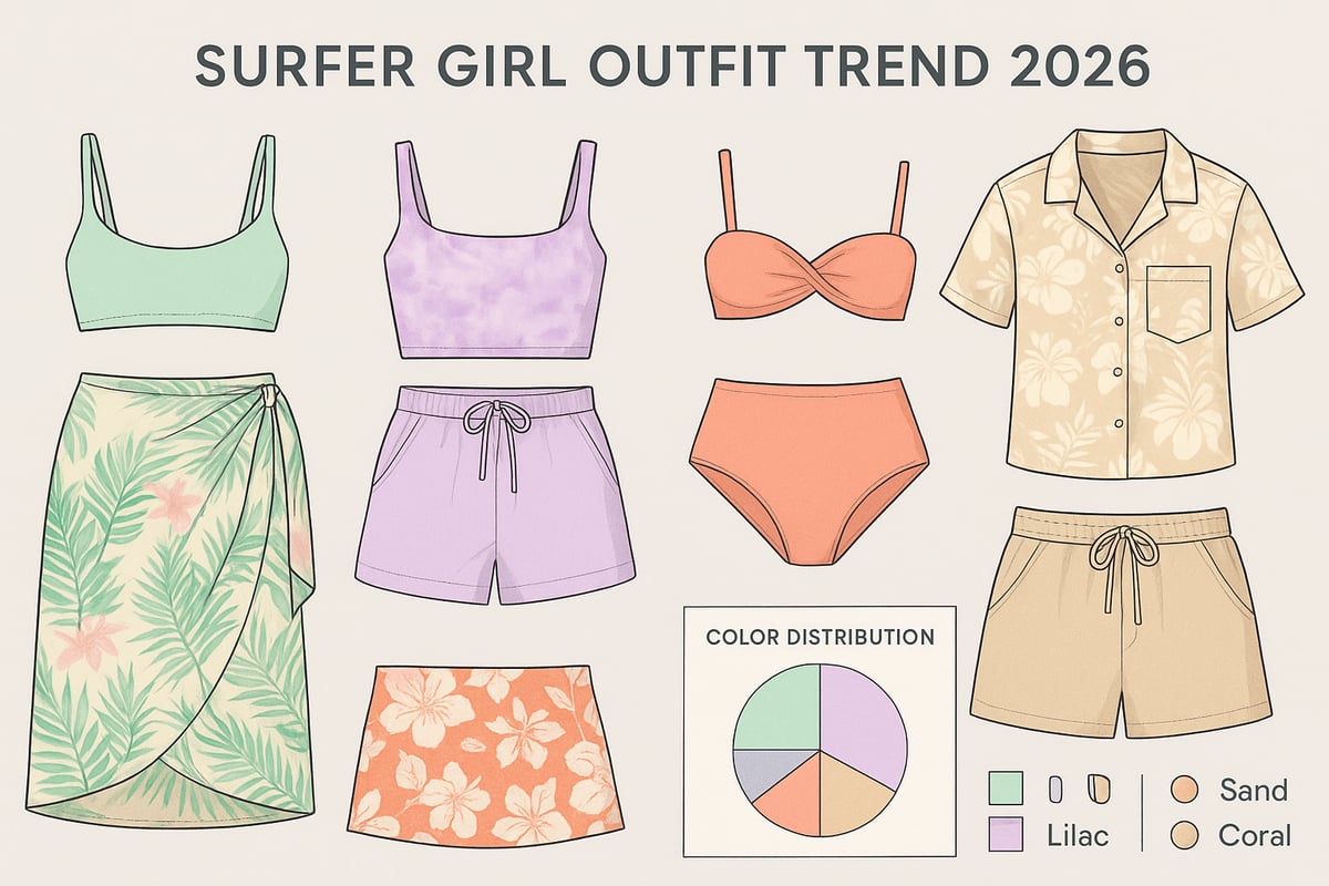 Farb- und Mustertrends für den Surfer Girl Beach-Look 2026