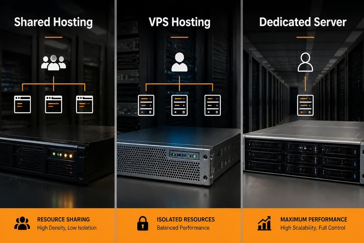 Web hosting types comparison