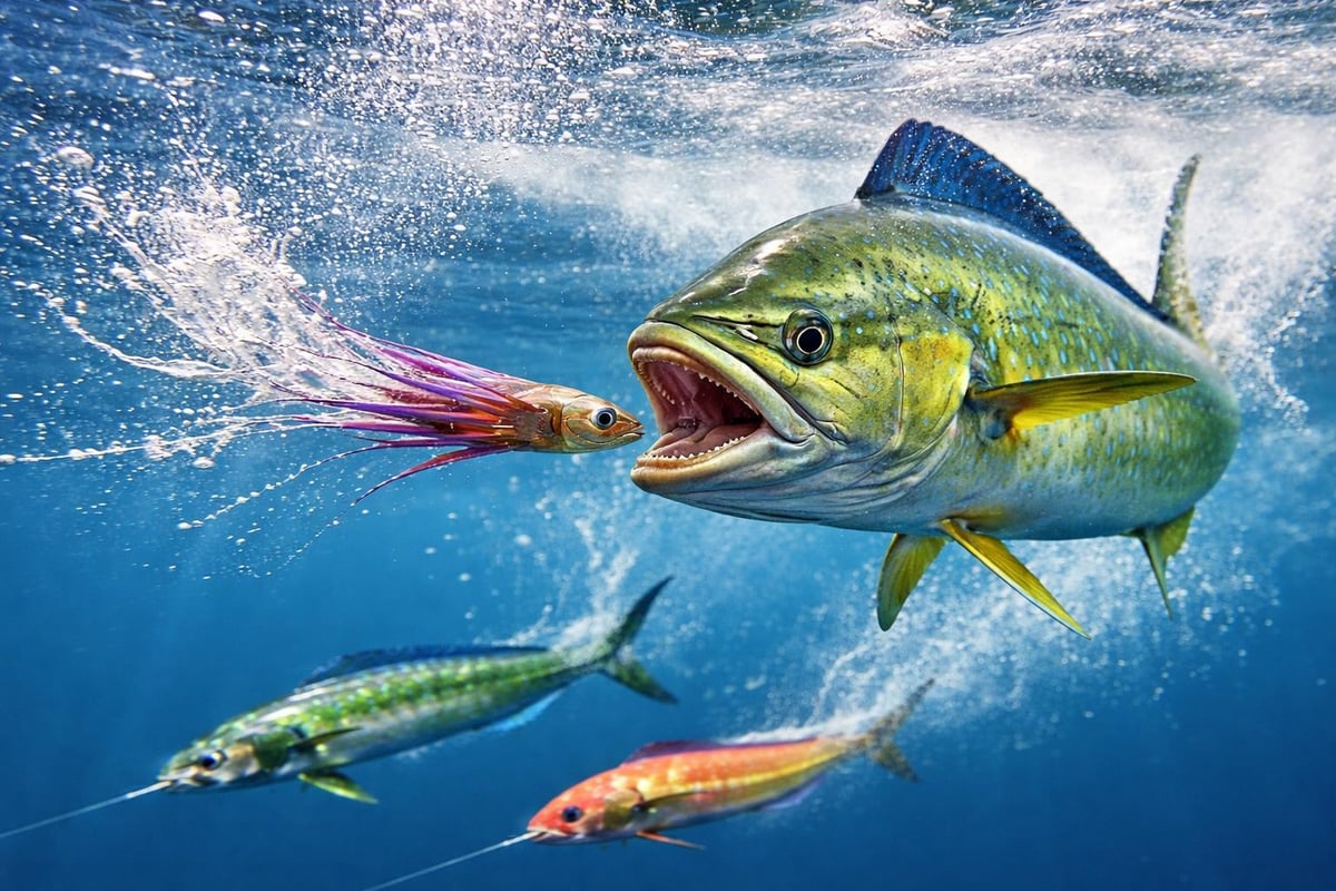 Mahi-mahi feeding behavior and lure response