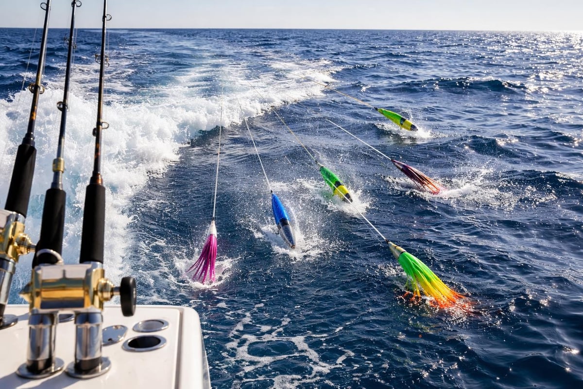 Trolling spread configuration for mahi