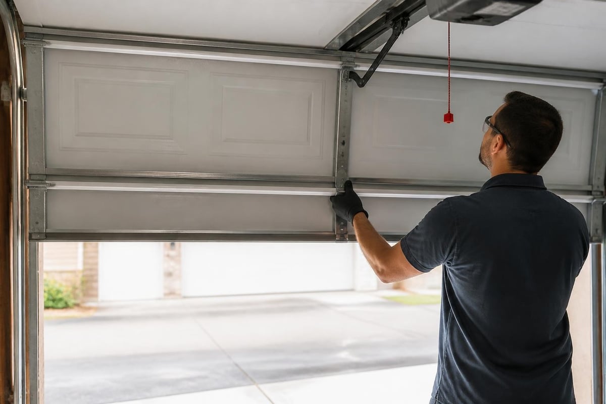Garage door spring tension testing process
