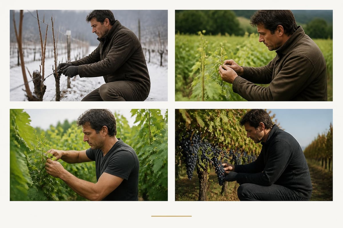 Organic vineyard seasonal cycle