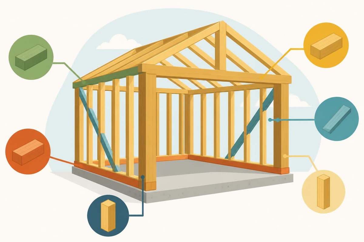 Timber frame garage structural components