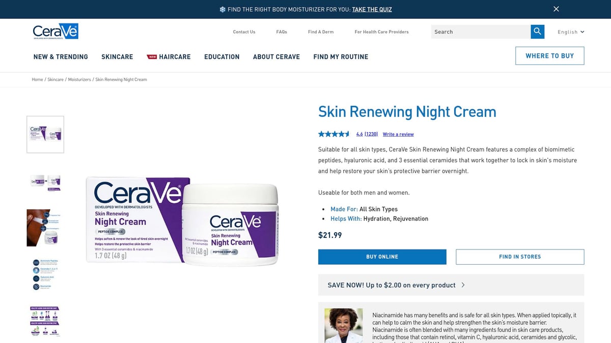 7 Essential Best Night Cream for Menopausal Skin Over 50 Picks - CeraVe Skin Renewing Night Cream