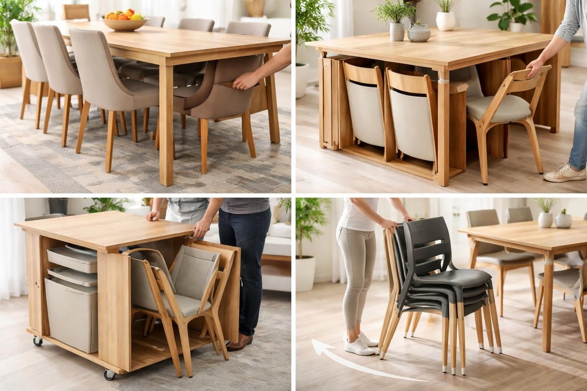 Chair storage mechanisms